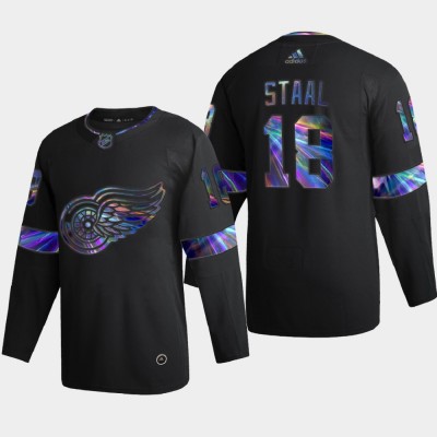 Detroit Red Wings #18 Marc Staal Men's Nike Iridescent Holographic Collection NHL Jersey - Black Men's
